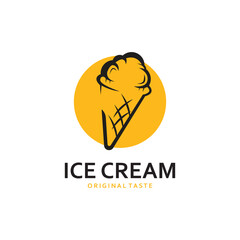 Ice Cream Illustration Logo Template with Simple Vector Concept.