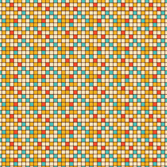 70s Style Retro Groovy Mosaic Pattern. Colorful Vintage Background