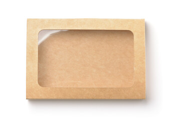 Empty brown paper box with transparent window