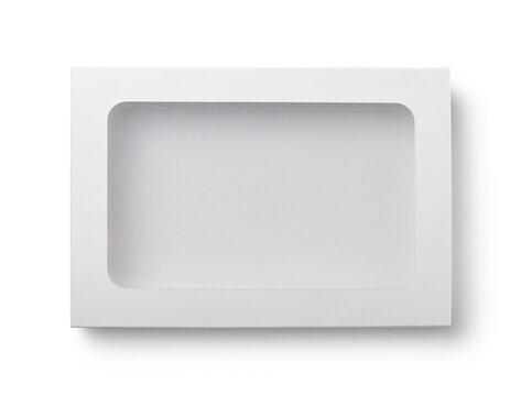 Еmpty white paper box with transparent window