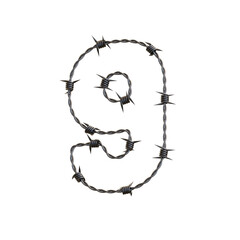 Barbed Wire 3D Alphabet or PNG Letters