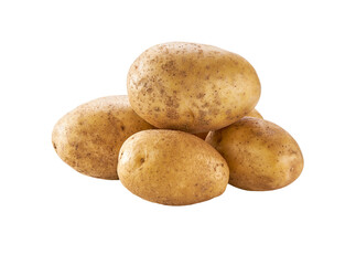 heap of fresh potato isolated on white background.