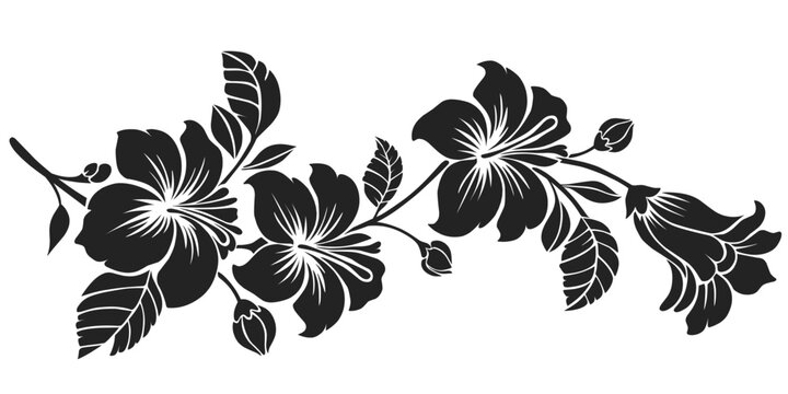black and white flower stencil design