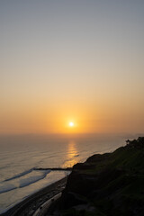 Sunset in la Costa Verde (Green Coast) in Lima, Peru - 612415518