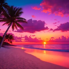 Breathtaking landscape featuring a serene beach at sunset
