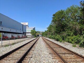 Fototapeta na wymiar Railroad in Pittsburgh's South Side Flat, Pennsylvania - May 2023