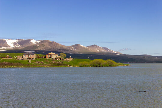 Poka village on Lake Paravani in Georgia