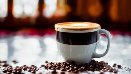 Hot Coffee Cup Splashing On White Background. Generative AI
