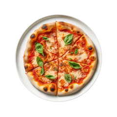Margherita Pizza Isolated on a Transparent Background. Generative AI
