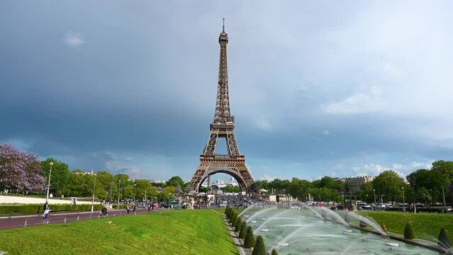 Eiffel Tower in Paris, France. World famous symbol of Paris. Popular tourist destination.
