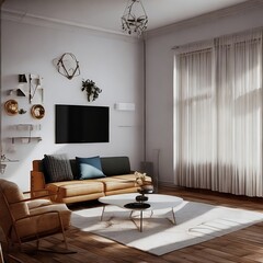 modern living room illuminated with natural light