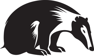 Anteater Black And White, Vector Template for Cutting and Printing