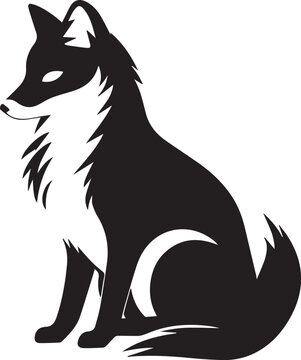 Arctic Fox Black And White, Vector Template for Cutting and Printing