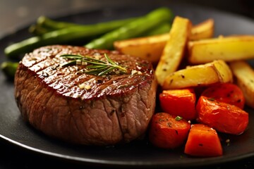 Succulent fillet steak and roast vegetables | Generative AI 