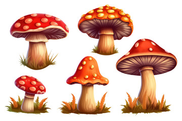 Set of mushrooms on a white background, AI Generative AI