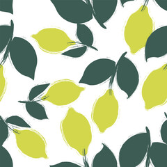 Seamless pattern with lemon and leaves.