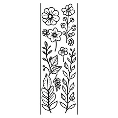 Border flower coloring page. Beautiful flower frame. Coloring page. Design element for greeting card, wedding invitation, birthday. Generative AI