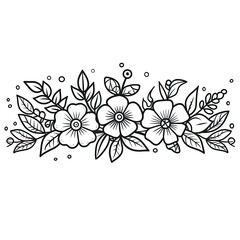 Fototapeta premium Border flower coloring page. Beautiful flower frame. Coloring page. Design element for greeting card, wedding invitation, birthday. Generative AI