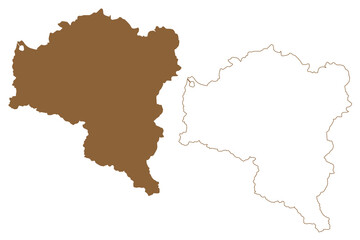 Bludenz district (Republic of Austria or Österreich, Vorarlberg or Vorarlbearg state) map vector illustration, scribble sketch Bezirk Bludenz map
