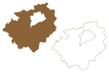 Fototapeta na wymiar Wels-Land district (Republic of Austria or Österreich, Upper Austria or Oberösterreich state) map vector illustration, scribble sketch Bezirk Wels Land map
