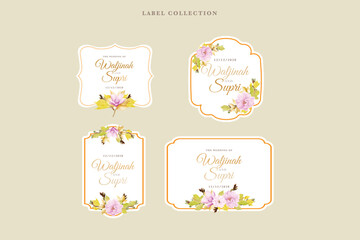 watercolor cherry blossom floral label illustration
