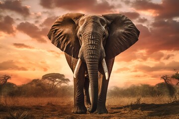 Powerful Elephant Leads the Herd Through the Wild, Resilient and Strong. Generative AI.