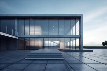 A Modern Office Building with Clean Lines and Minimalist Design. Generative AI.