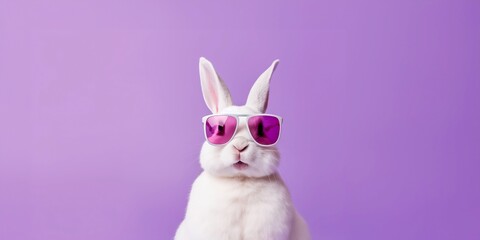 Rabbit wearing glasses, background minimalist, Generativa AI