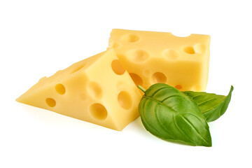 Cheese triangle, isolated on white background.