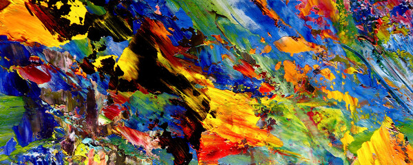 Colorful abstract background wallpaper. Modern motif visual art. Mixtures of oil paint. Trendy hand painting canvas. Wall decor and Wall art prints Idea. 3D Texture. Art object	