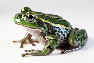 Green frog on a white background. Generative AI