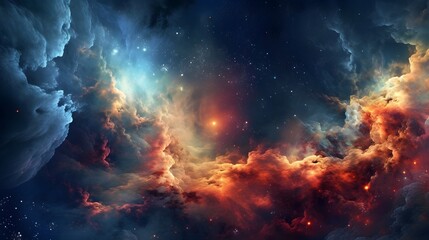 Obraz na płótnie Canvas Universe filled with stars, nebula and galaxy. AI generated. 