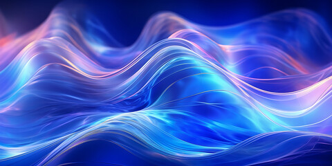Naklejka premium blue background with waves and glitter - generative AI, KI