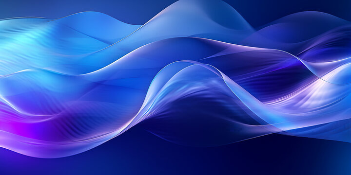 blue background with waves and glitter - generative AI, KI