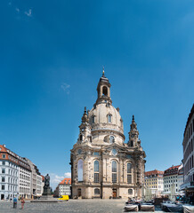 Fototapeta na wymiar Cityscape. Dresden city panorama. Church of Our Lady in Dresden