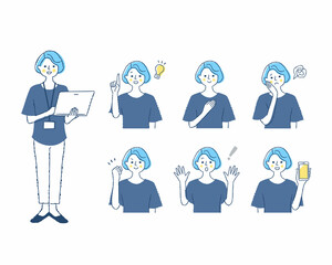 女性の表情　バリーエーションセット