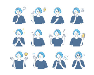 女性の表情　バリーエーションセット