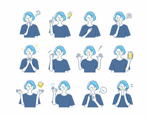 女性の表情　バリーエーションセット