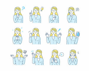 女性の表情　バリーエーションセット