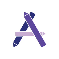 Colorful etter A logo with education pencil illustration concept