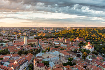 Aerial view of Vilnius Old Town, one of the largest surviving medieval old towns in Northern...