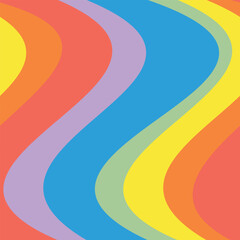 Vector seamless pattern of groovy wavy lgbt flag rainbow