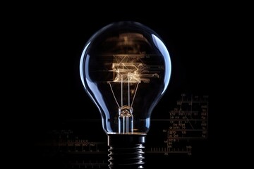 Light bulb on statistical graph background