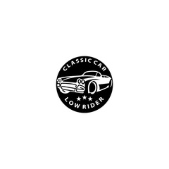 low rider vintage car badge vector logo design