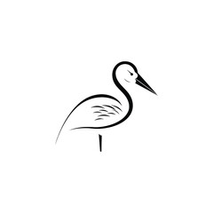 Black Flamingo logo icon isolated onwhite background