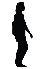 Woman silhouette vector on white background ,people in black and white, illustration for creative content.