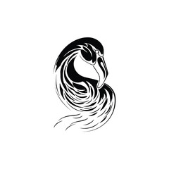 Black Flamingo logo icon isolated onwhite background