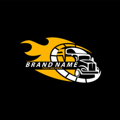 Truck Transportation flame Logo