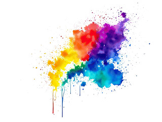 Fototapeta premium Watercolor rainbow illustration of lgbt right. Abstract LGBT rainbow watercolor. Cut out on white background. Generative AI