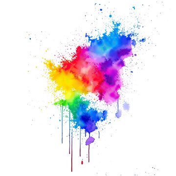 Watercolor rainbow illustration of lgbt right. Abstract LGBT rainbow watercolor. Cut out on white background. Generative AI
